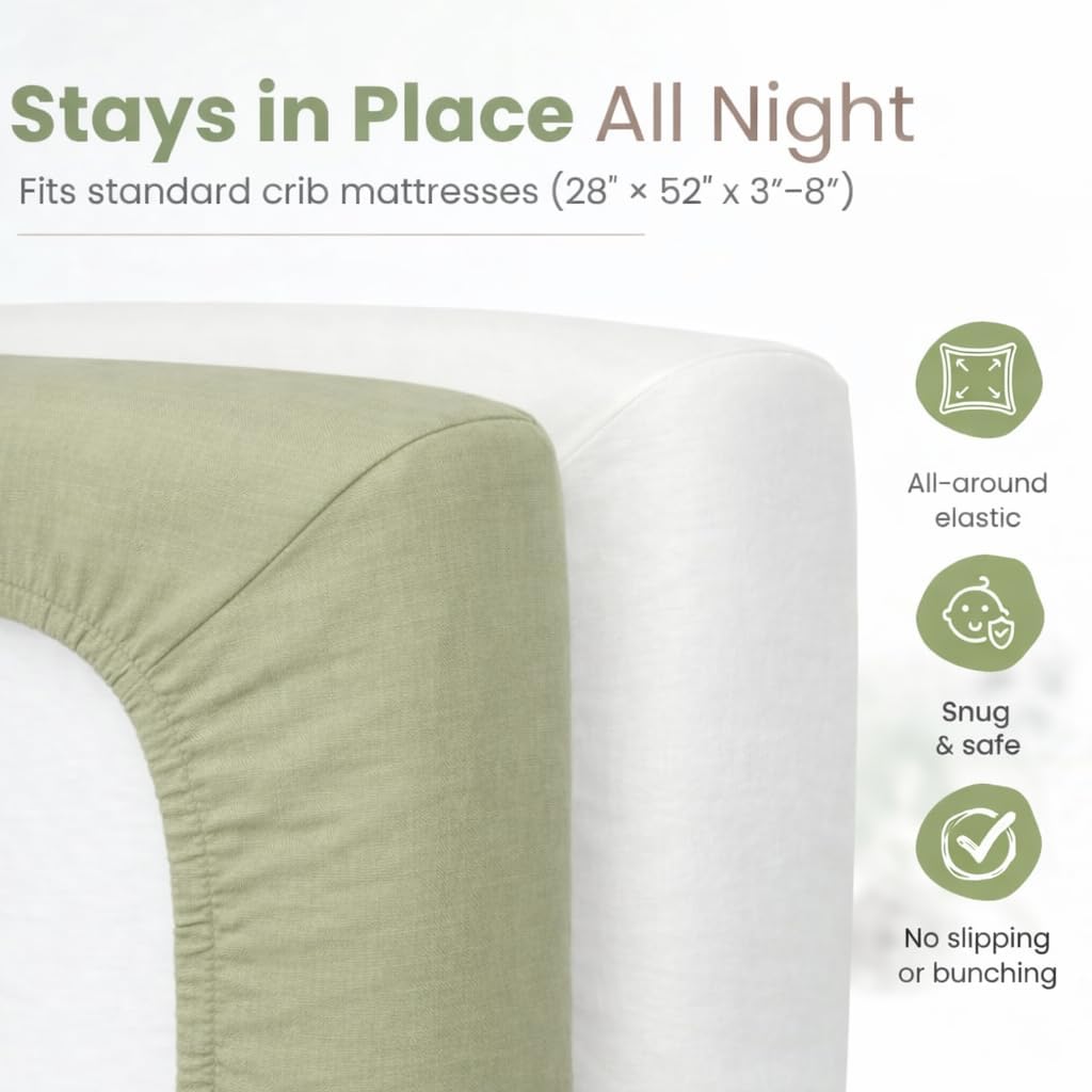 White and Sage – Crib Sheets