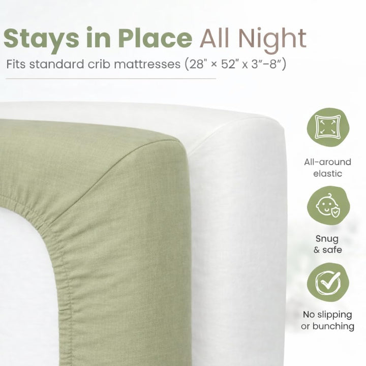 White and Sage – Crib Sheets