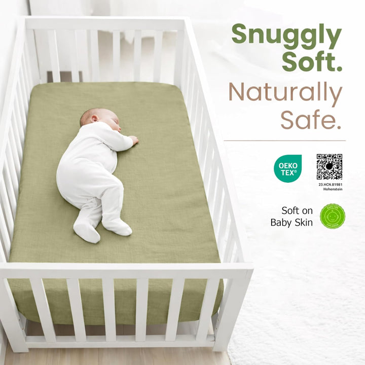 White and Sage – Crib Sheets