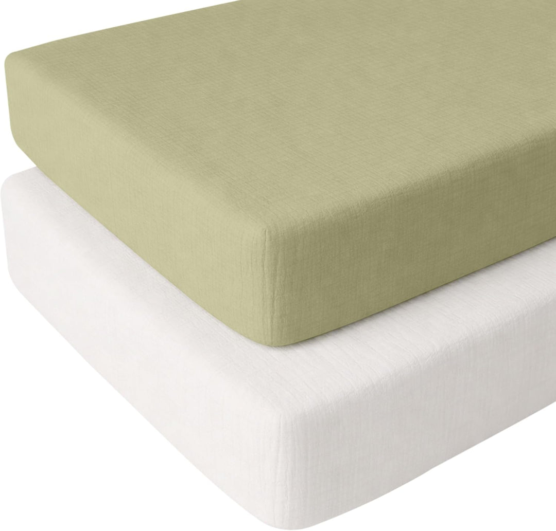 White and Sage – Crib Sheets