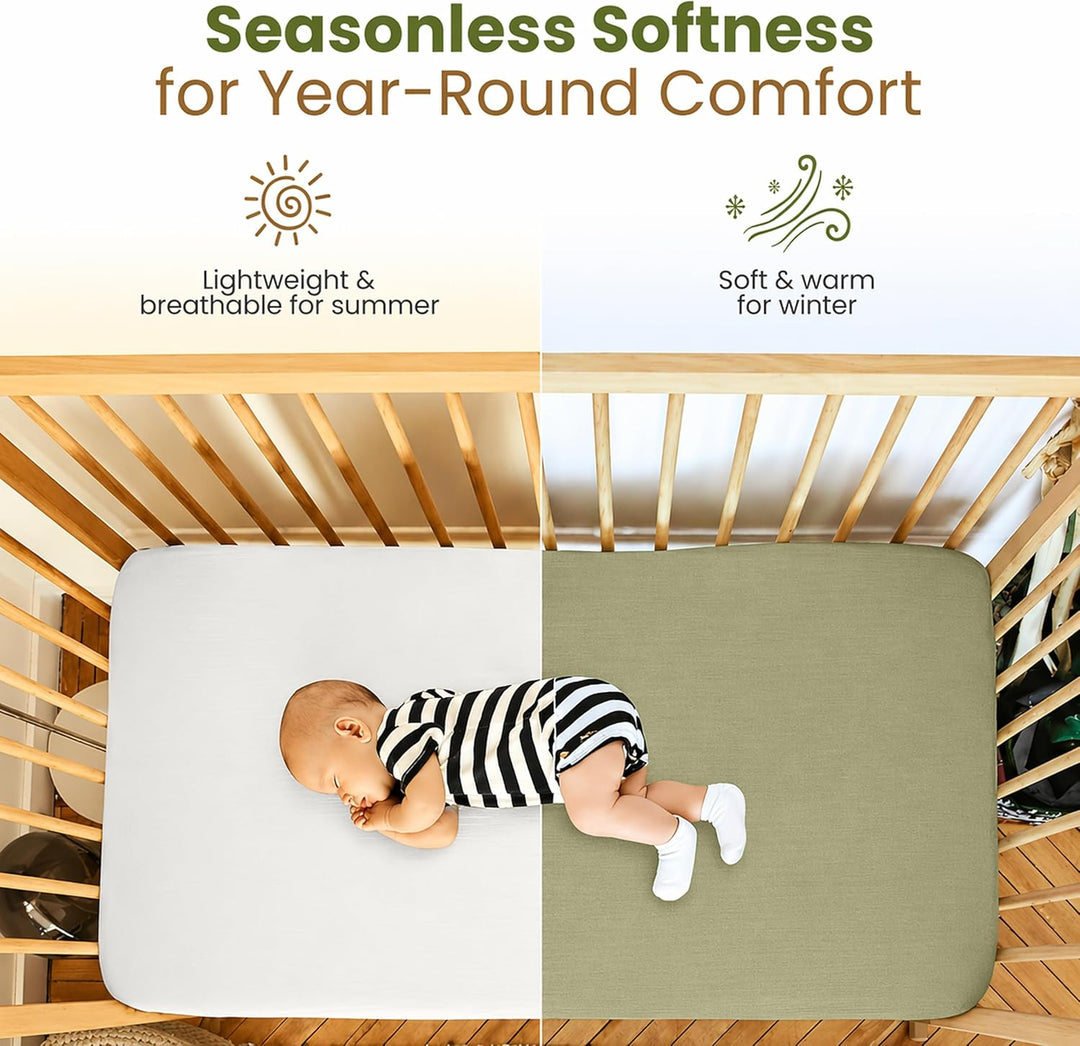 White and Sage – Crib Sheets