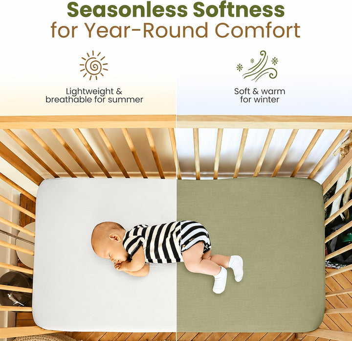 White and Sage – Crib Sheets