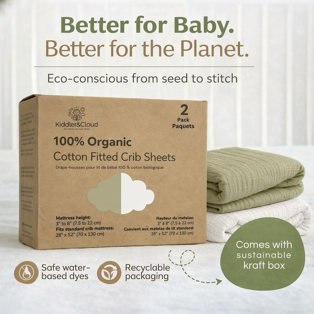 White and Sage – Crib Sheets