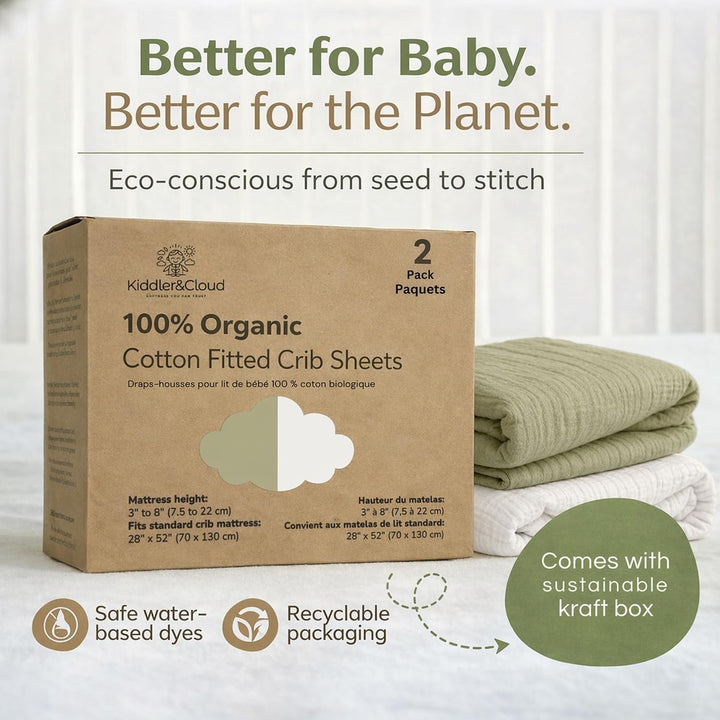 White and Sage – Crib Sheets