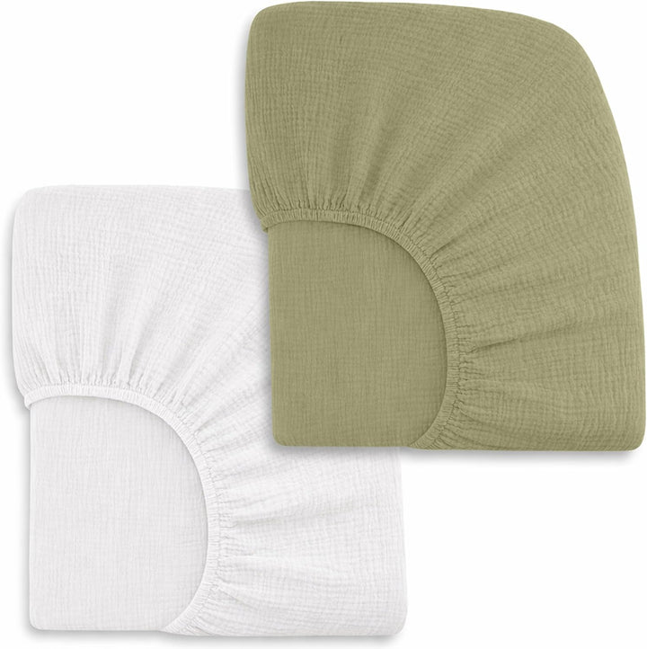 White and Sage – Crib Sheets